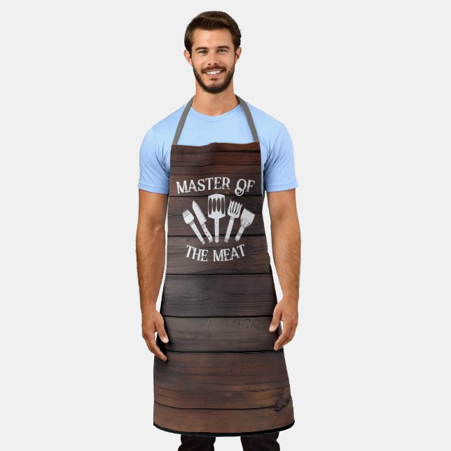Funny Grilling Gift for Men – Master of the Meat Apron (Worn)