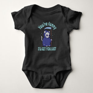 Funny Grim Reaper Cat Halloween Costume Baby Bodysuit