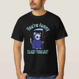 Funny Grim Reaper Cat Halloween Costume T-Shirt