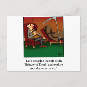 Funny Grim Reaper Dance Cartoon Postcard