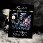 Funny Grim Reaper Death to My Youth 60th Birthday Card<br><div class="desc">Grim Reaper 60th Birthday Card for Women: The Ultimate Dark Humour Gag Gift Searching for the perfect morbid 60th birthday gag gift card for a woman who loves dark humour? Look no further! This Grim Reaper 60th Birthday Card for Women is exactly what you need. It features an eerie watercolor...</div>