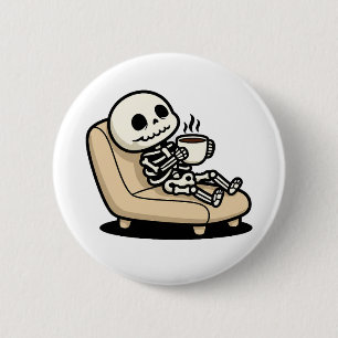 Funny Grim Reaper Drinking Coffee   "Dead Inside"  6 Cm Round Badge