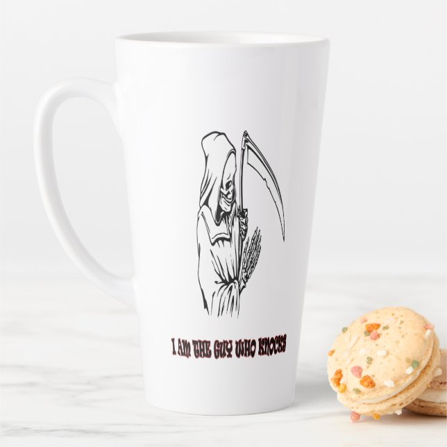 Funny Grim Reaper Quote Spooky Halloween Night Latte Mug (In Situ)