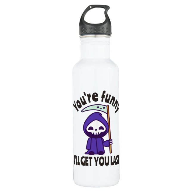 Funny Grim Reaper Skeleton Halloween Costume 710 Ml Water Bottle (Front)