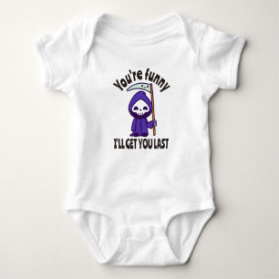 Funny Grim Reaper Skeleton Halloween Costume Baby Bodysuit