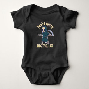 Funny Grim Reaper Skeleton Halloween Costume Baby Bodysuit
