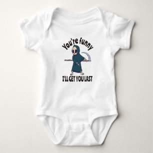 Funny Grim Reaper Skeleton Halloween Costume Baby Bodysuit