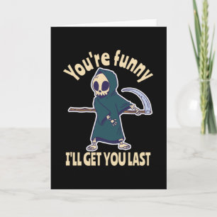 Funny Grim Reaper Skeleton Halloween Costume Card