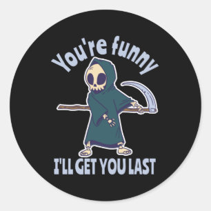 Funny Grim Reaper Skeleton Halloween Costume Classic Round Sticker