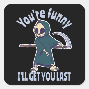 Funny Grim Reaper Skeleton Halloween Costume Square Sticker