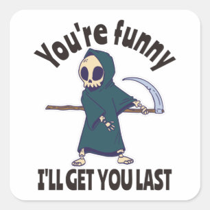Funny Grim Reaper Skeleton Halloween Costume Square Sticker