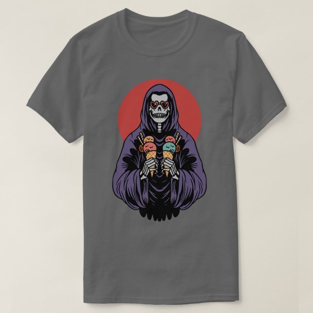 Funny Grim Reaper with Ice Cream T-Shirt (Design Front)