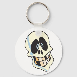 funny grinning skeleton skull key ring