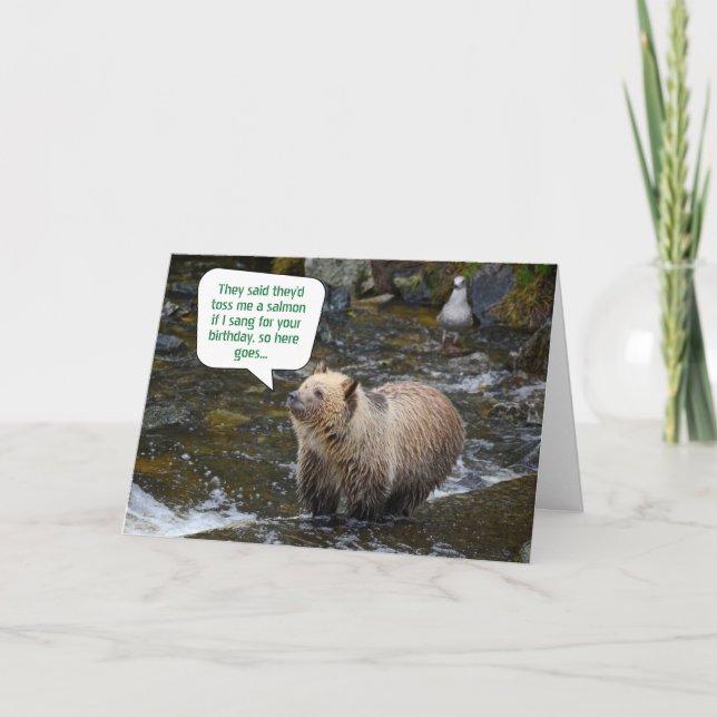 Funny Grizzly Bear Outdoors Nature Hiker Birthday Card (Front)