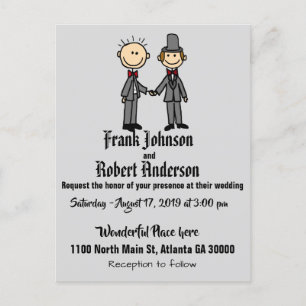 Funny Groom and Groom Gay Wedding Invitation Postcard