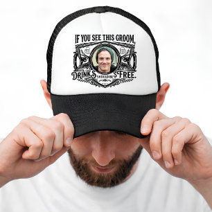 Funny Groom Bachelor Party Photo Trucker Hat