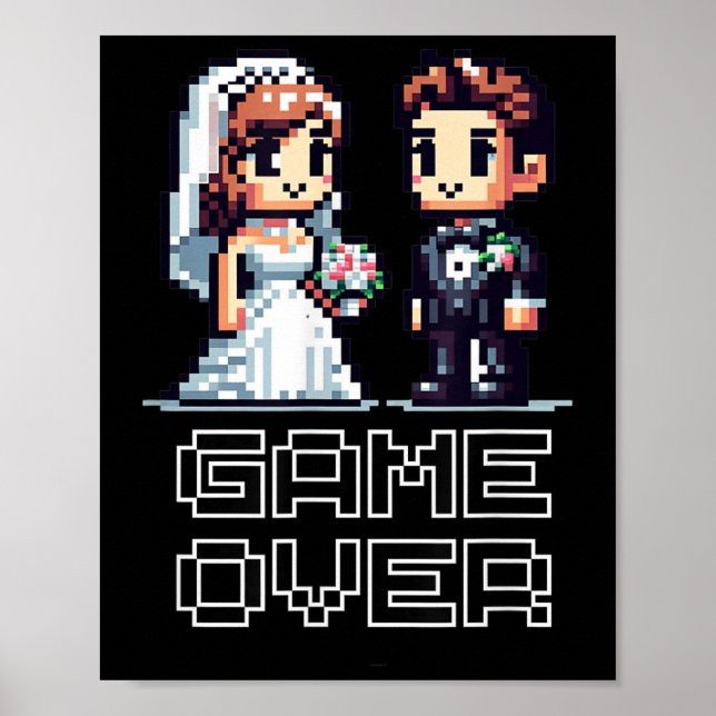 Funny Groom Bride Wedding Bachelor Party Retro Pix Poster (Front)
