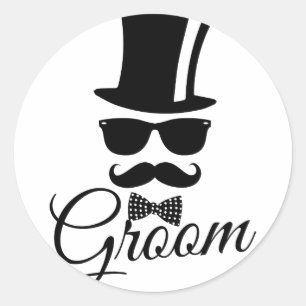 Funny groom classic round sticker