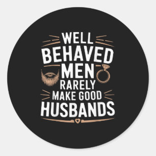 Funny Groom Men Husband Wedding  Classic Round Sticker