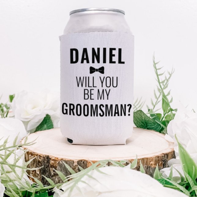 Funny Grooms Wedding Party Proposal White Beer Can Cooler (Creator Uploaded)