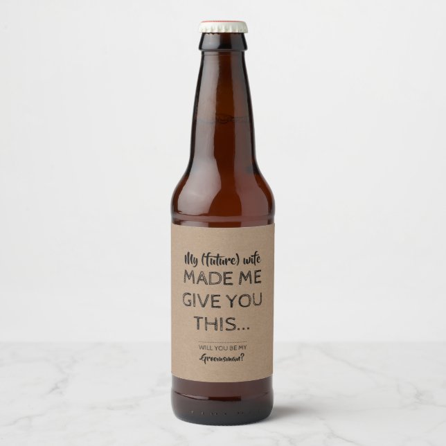 Funny Groomsman Invitation Beer Bottle Label (Front)