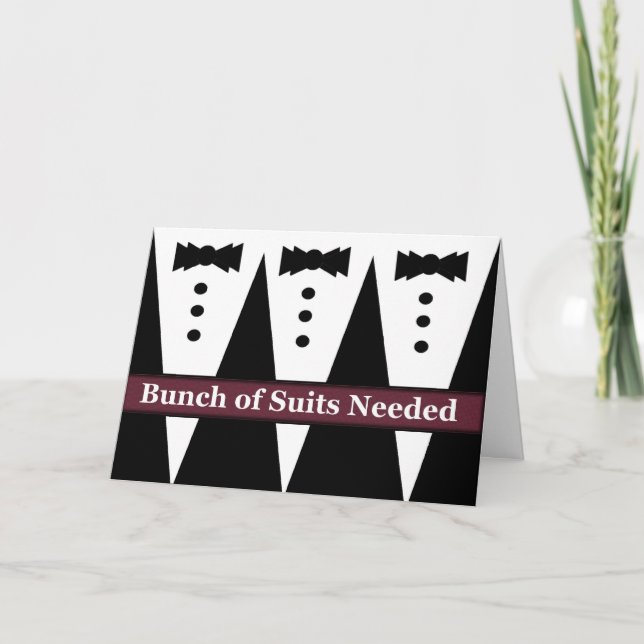 FUNNY Groomsman Invite with Three Tuxes (Front)