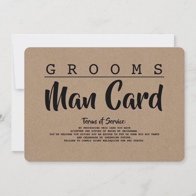 Funny Groomsman or Best Man Service Proposal Card (Front)