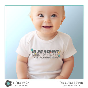 Funny Groovy Stinky Pants Era Boys Bodysuit