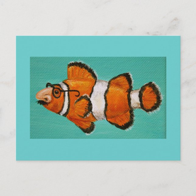 funny groucho masked clown fish postcard (Front)