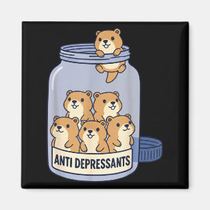 Funny Ground Hog Anti Depressant Jar Zoo Boys Girl Magnet