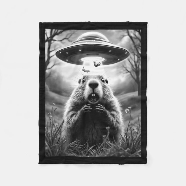 Funny Ground Hog Day Cute Ground Hog Selfie With A Fleece Blanket (Front)
