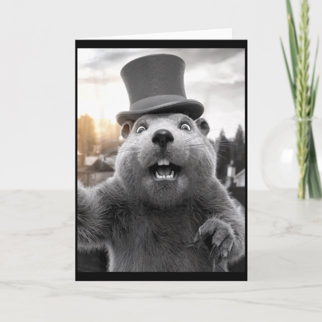 Funny Ground Hog Day Woodchuck Funny Groundhog Sel Card (Front)