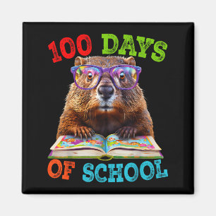 Funny Groundhog 100th Day Of School Teacher Ground Magnet