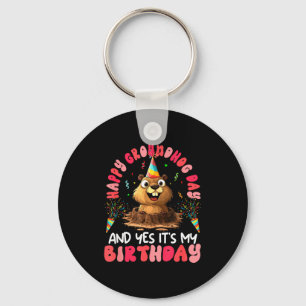 Funny Groundhog Day And My Birthday Rodent Groundh Key Ring