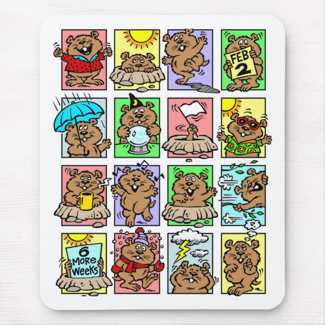 Funny Groundhog Day Cartoons Mouse Pad (Front)