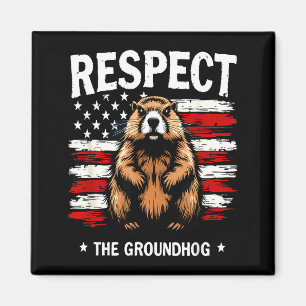 Funny Groundhog Day, Respect The Groundhog Usa Vin Magnet