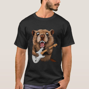 Funny Groundhog Playing Guitar Musician For Ground T-Shirt
