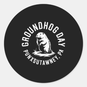 Funny Groundhog Punxsutawney Groundhog Day Shadow Classic Round Sticker