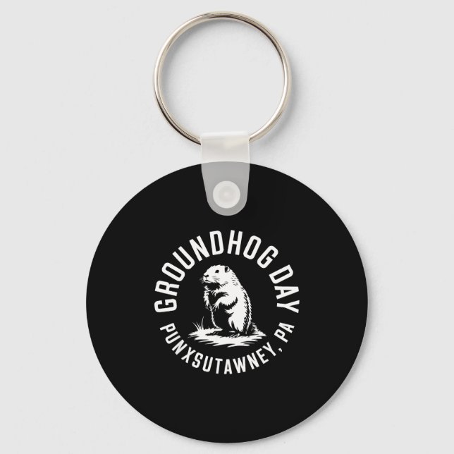 Funny Groundhog Punxsutawney Groundhog Day Shadow  Key Ring (Front)