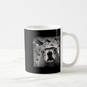 Funny Groundhog Selfie With Alien Ufos Groundhog D Coffee Mug