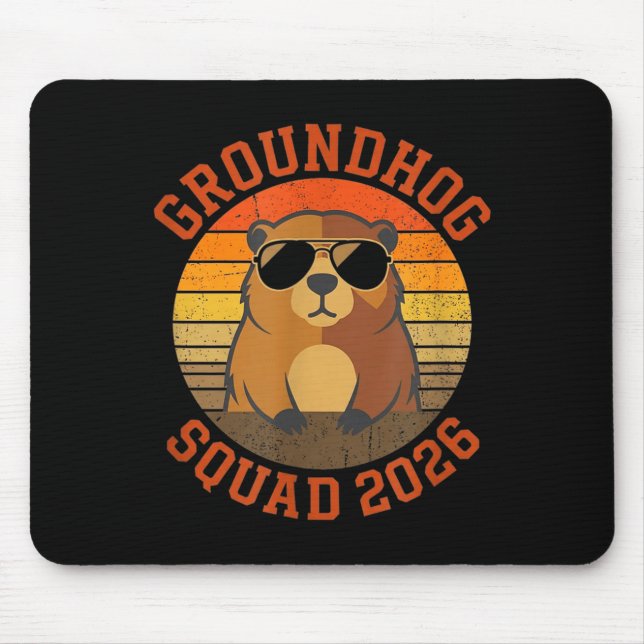Funny Groundhog Squad 2026 - Retro Happy Day Cloth Mouse Pad (Front)