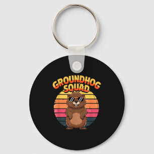 Funny Groundhog Squad Happy Groundhog Day 2025 Men Key Ring