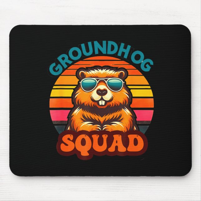 Funny Groundhog Squad Happy Groundhog Day 2025 Men Mouse Pad (Front)