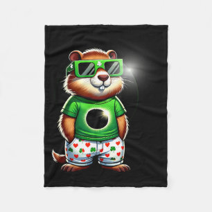 Funny Groundhog St, Patricks Day Solar Valentines  Fleece Blanket