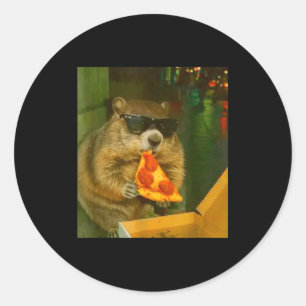 Funny Groundhog Woodchuck Eating Pizza Rodent Meme Classic Round Sticker