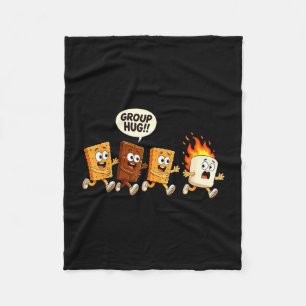 Funny group hug marshmallow campfire smores fleece blanket