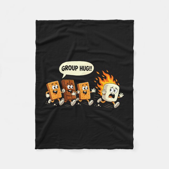 Funny group hug marshmallow campfire smores fleece blanket (Front)