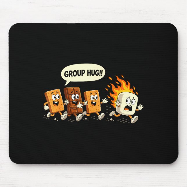 Funny group hug marshmallow campfire smores mouse pad (Front)