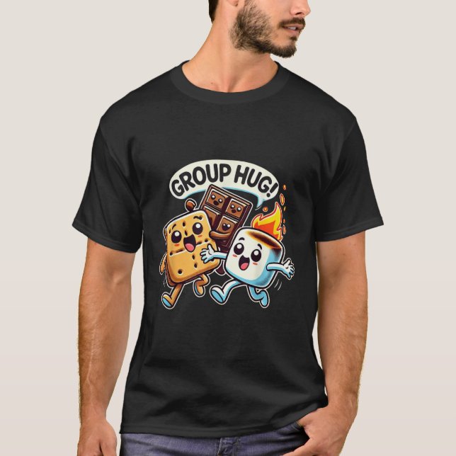 Funny Group Hug Marshmellow Smores Outdoor Camping T-Shirt (Front)