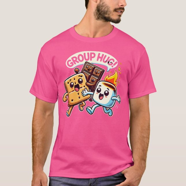 Funny Group Hug Marshmellow Smores Outdoor Camping T-Shirt (Front)